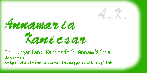 annamaria kanicsar business card